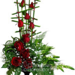 Copa de rosas rojas